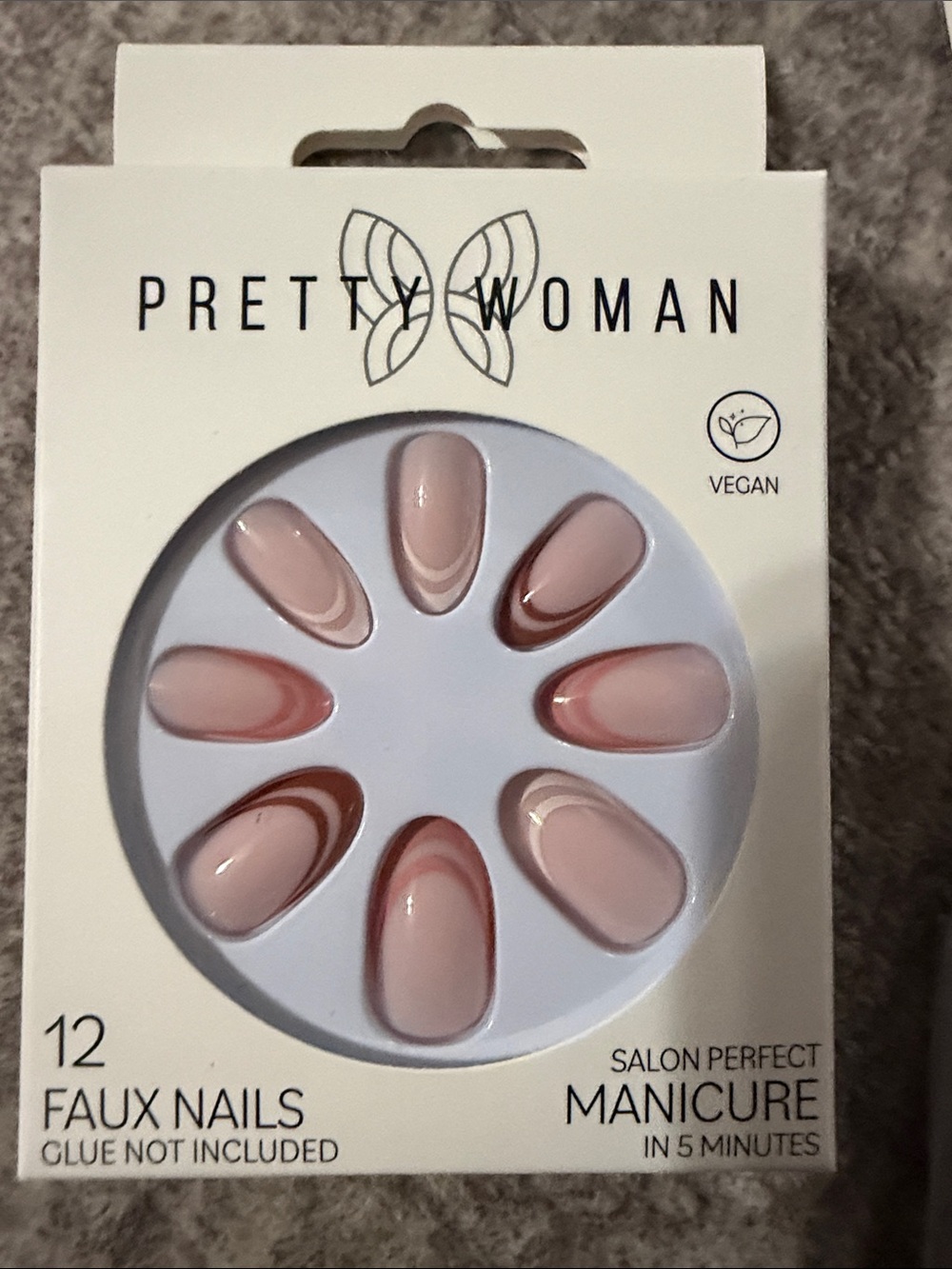 Nude Pink Press-On Nails – Elegant Mauve Swirl Set